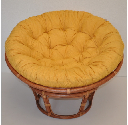 Ratanový papasan 110 cm koňak, vankúš žltý Ratanový papasan 110 cm koňak, vankúš žltý