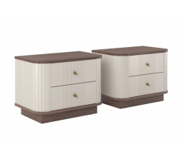 2 x VESPER NOČNÝ STOLÍK 56 2SZ - kašmír mdf / orech / zlaté úchyty / sokel