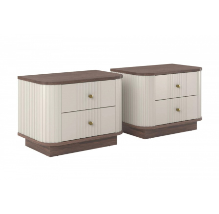 2 x VESPER NOČNÝ STOLÍK 56 2SZ - kašmír mdf / orech / zlaté úchyty / sokel 2 x VESPER NOČNÝ STOLÍK 56 2SZ - kašmír mdf / orech / zlaté úchyty / sokel