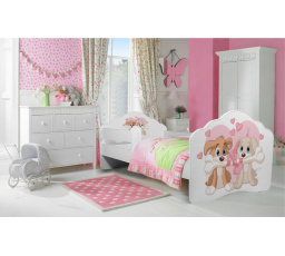 Posteľ s matracom a zábranou CASIMO TWO DOGS 160x80 Biela