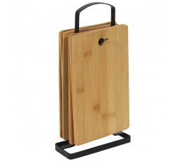 Sada 6 bambusových dosiek na krájanie na stojane