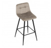 Stolička barová, cappuccino látka, štvornohá kovová podnož, čierny mat