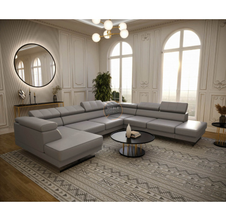 Rohová sedacia súprava EMPORIO MAX II 300X350X180 prírodná koža - sivá koža, pravá Rohová sedacia súprava EMPORIO MAX II 300X350X180 prírodná koža - sivá koža, pravá