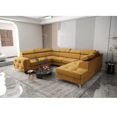 Rohová sedacia súprava ORION MAX I s funkciou spania 225X350X255 cm - žltá, ľavá Rohová sedacia súprava ORION MAX I s funkciou spania 225X350X255 cm - žltá, ľavá