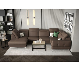 Rohová sedacia súprava MALIBU MAX II 180x350x182 cm prírodná koža - Hnedá koža, Pravá strana