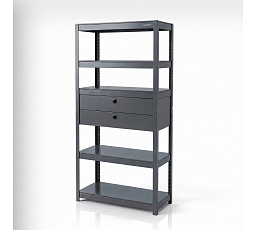 Kovový regál so zásuvkami antracitový: JOHNNYS, 1800 x 800 x 420 mm
