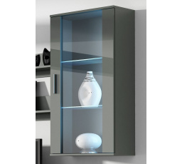 Závesná vitrína SOHO S2, Sivá/Lesklá sivá