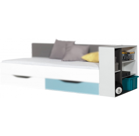 Polička na posteľ TABLO - TA12B L/P, grafit + biely lux + atlantic