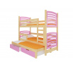 Trojposchodová posteľ s matracmi SORIA Pine+Pink