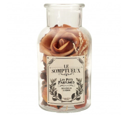 Sklenená nádoba 16 cm s potpourri oranžová