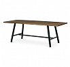 Stôl jedálenský, 220x90cm, dyha, farba orech, kovová čierna noha