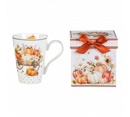 Hrnek porcelánový - 430 ml, dárkové balení, vůz plný dýní