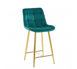 Barová stolička velvet zelená zlatý rám H1-FX