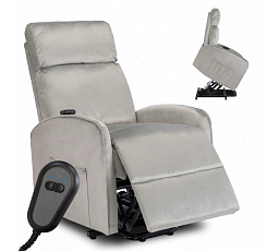 Elektricky Polohovateľné Kreslo COLTON s Funkciou Vstávania Sivý Zamatový