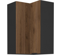 Horná rohová skrinka MONZA - 60x60 GN-90 2F (90°), Čierna mat/Orech
