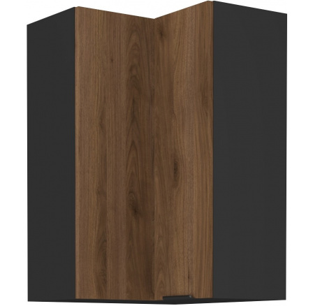 Horná rohová skrinka MONZA - 60x60 GN-90 2F (90°), Čierna mat/Orech