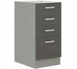 Kuchynská dolná skrinka GARID 40 D 4S BB, Sivý lesk/Sivá