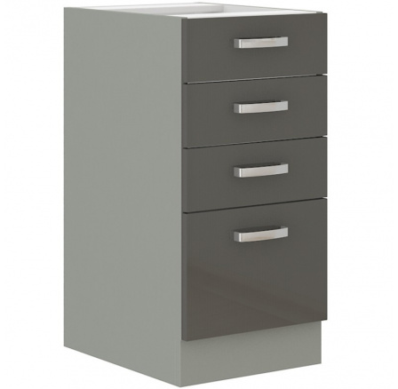 Kuchynská dolná skrinka GARID 40 D 4S BB, Sivý lesk/Sivá