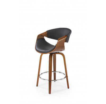 Otočná barová stolička H123, čierna/orech