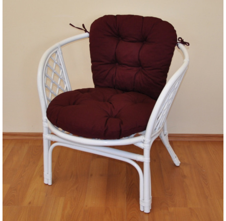 Ratanové kreslo Bahama biely vankúš bordový keper Ratanové kreslo Bahama biely vankúš bordový keper