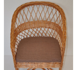Vankúš na kreslo z vŕbového prútia - hnedá látka