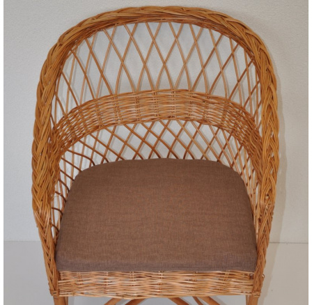 Vankúš na kreslo z vŕbového prútia - hnedá látka