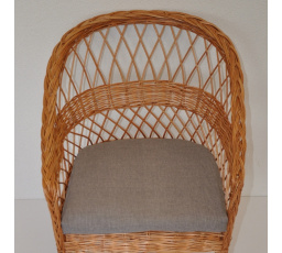 Vankúš na kreslo z vŕbového prútia - sivá látka