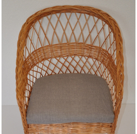Vankúš na kreslo z vŕbového prútia - sivá látka