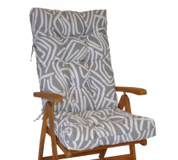 Poduška na teakové záhradné kreslo vysoké - šedobiela mozaika