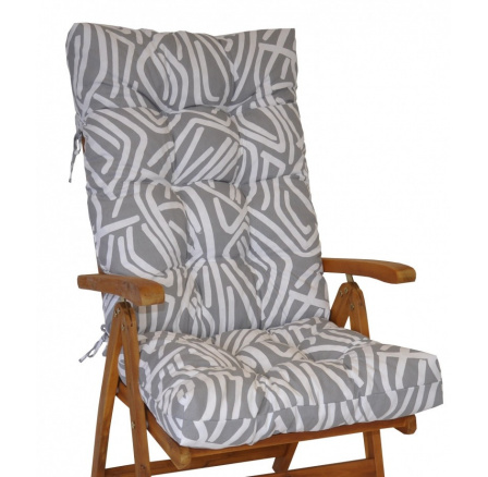 Poduška na teakové záhradné kreslo vysoké - šedobiela mozaika