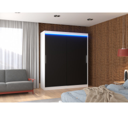 Posuvná skriňa s LED osvetlením LINCOLN 180 Biela+Čierna