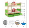 Detská poschodová posteľ RICO so zásuvkou 90x200 cm, vrátane matracov, Prírodná/Zelená