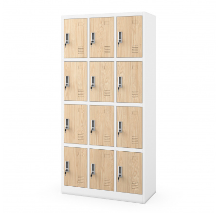 Kovová šatní skriňa BHP MARCIN, 900 x 1850 x 400 mm, Eco Design: biela/dub sonoma