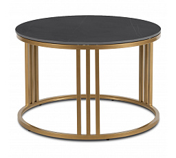 Keramický stolík KORIN Čierny Mramor/Zlatý