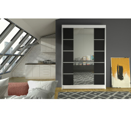 Šatníková skriňa LINORA V 120, Biela/Čierna