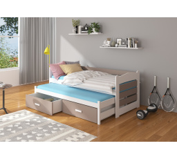 Dvojlôžko s matracmi TIARRO 180x80 Biela+Hľuzovka