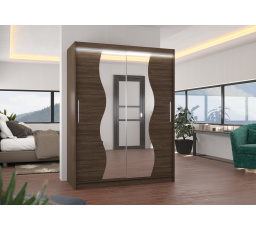 Posuvná skriňa so zrkadlom a LED osvetlením RENZO 150 Choco+Choco