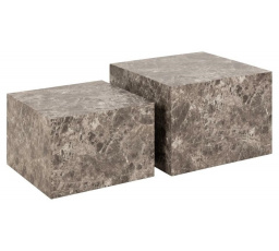 Sada 2 konferenčných stolíkov Dice mramor hnedý