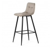 Stolička barová, cappuccino látka, štvornohá kovová podnož, čierny mat