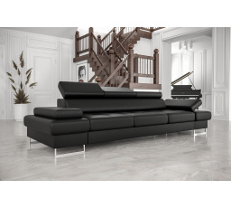 Sofa GALAXY III 300 cm prírodná koža - čierna koža
