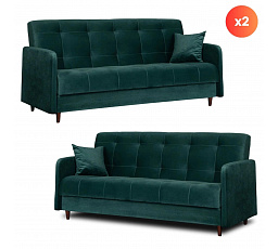 Sada 2x Rozkladacia Pohovka TIVOLI Zelená Zamatová