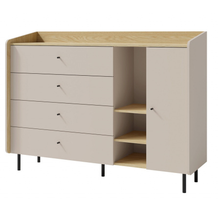 Komoda ALESSIO AE 7, pieskovo béžová/olejovaný dub