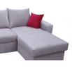 Rohová pohovka PEPE, ľavá, svetlosivá/červené vankúše