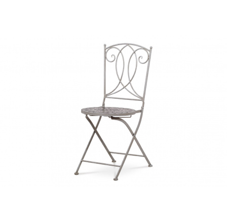 Záhradná stolička, keramická mozaika, kovová konštrukcia, sivý lak Antik (typ na