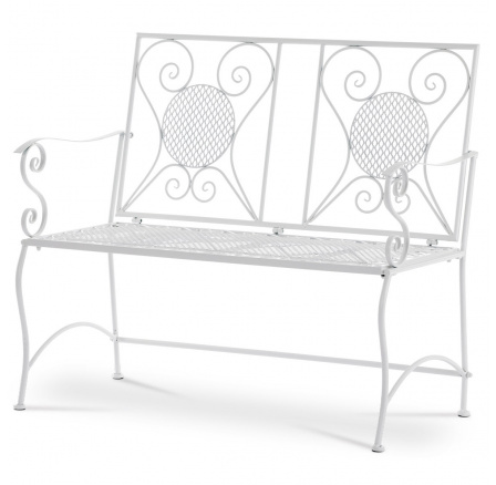 Záhradná lavička, kov, biely lak (dizajn pre súpravu JF2236)