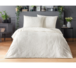 Luxusné žakárové obliečky 220x200, 70x90cm listy smotanové