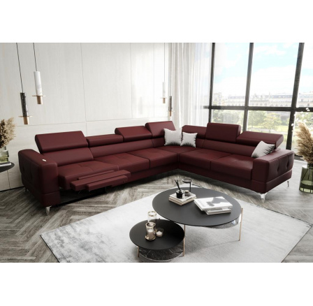 Rohová Kožená sedacia súprava s funkciou spania a , relaxU - TOSCANIA MAX 320x250 cm - pravá, prírodná koža - voliteľná farba