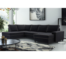 Rohová sedacia súprava v tvare P Olga čierna
