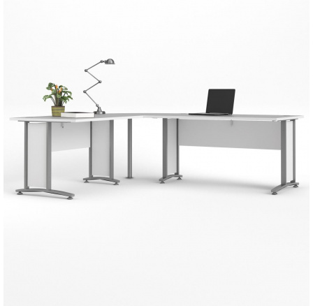 Rohový písací stôl OFFICE 80400/72, Biela/svetlo šedá Rohový písací stôl OFFICE 80400/72, Biela/svetlo šedá
