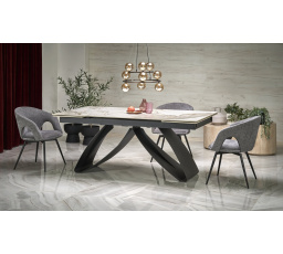 Jedálenský stôl HILARIO, efekt bieleho mramoru/čierna